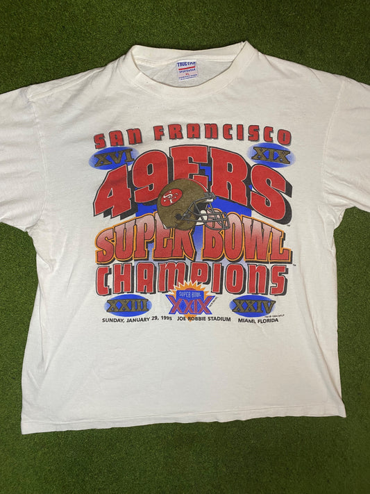 1994 San Francisco 49ers - Super Bowl XXIX Champions - Vintage NFL T-Shirt (XL)