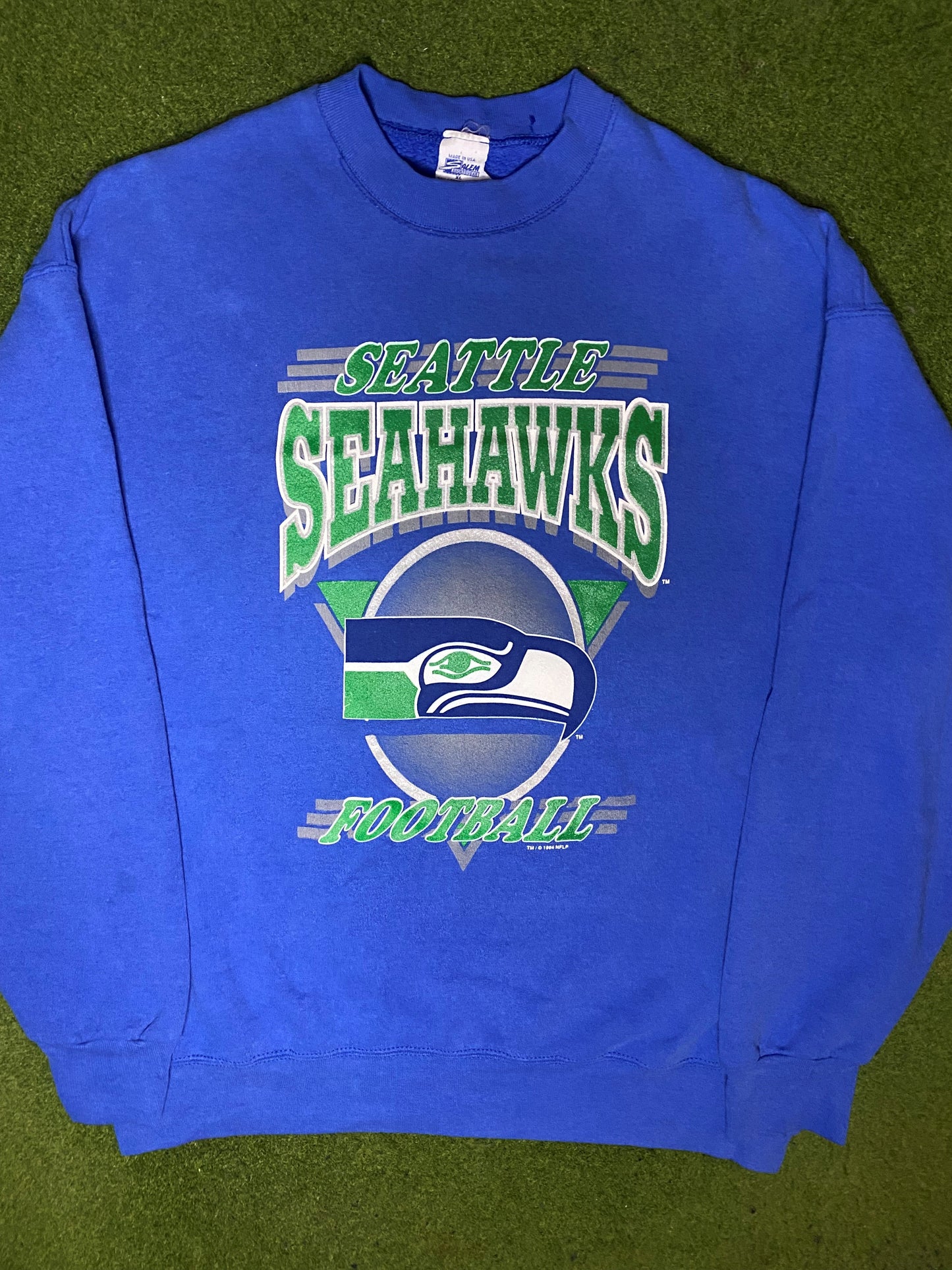 1994 西雅图海鹰队 - 复古 NFL 圆领运动衫 (XL)