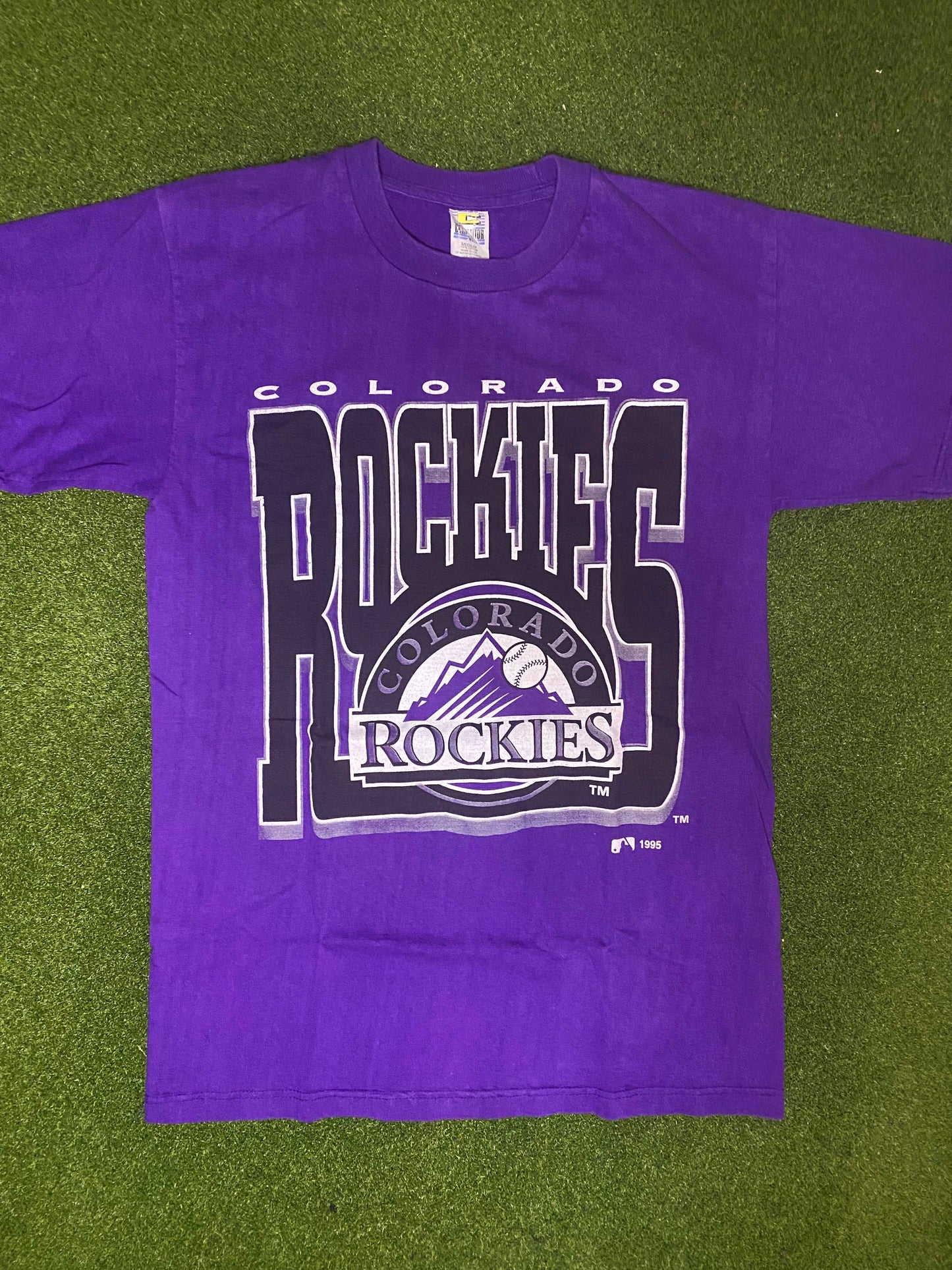1995 Colorado Rockies - Big Logo - Vintage MLB Tee Shirt (Medium) - Gametime Vintage