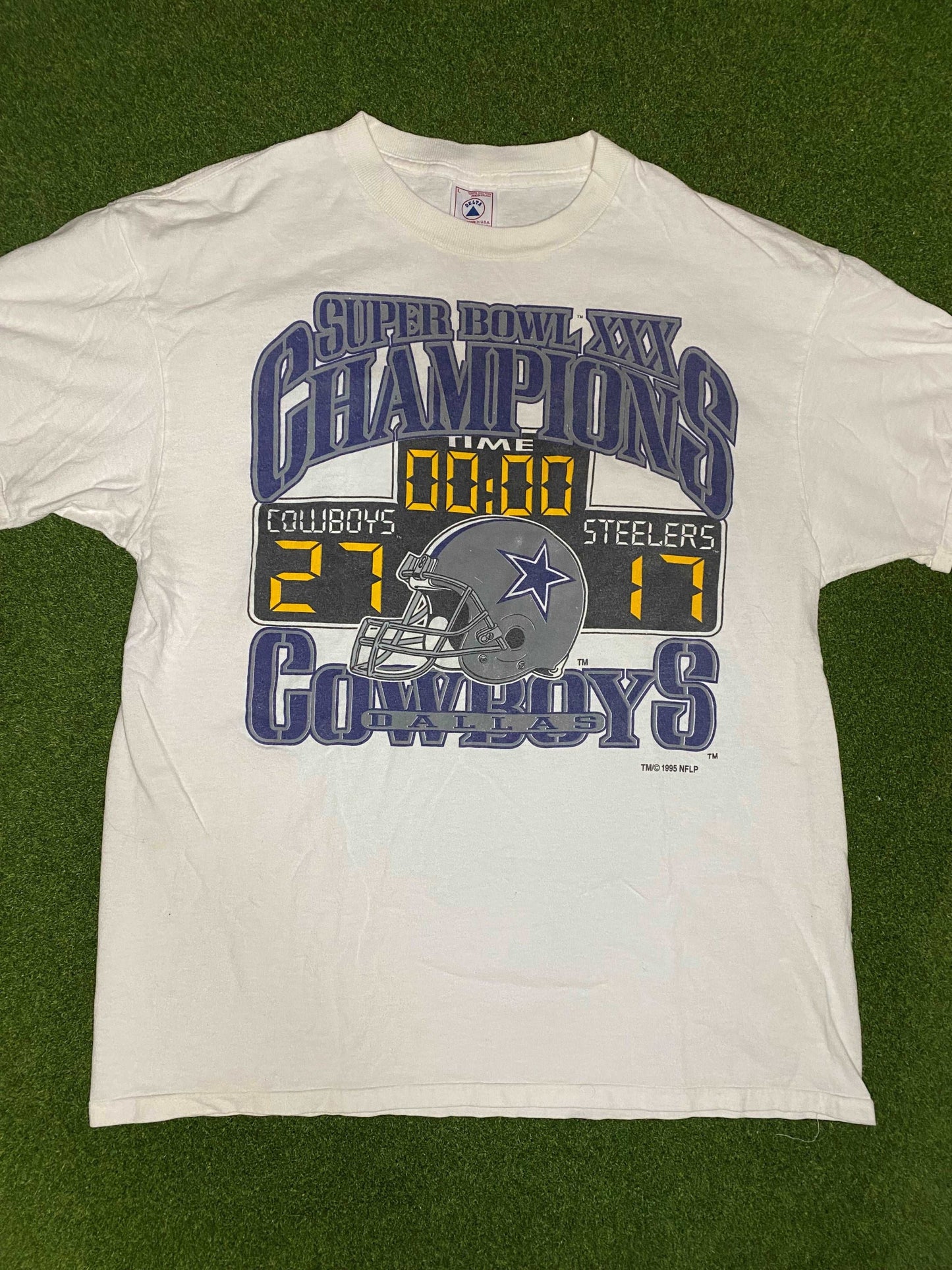 1995 Dallas Cowboys - Super Bowl XXX Champions - Vintage NFL Tee Shirt (Large) - Gametime Vintage