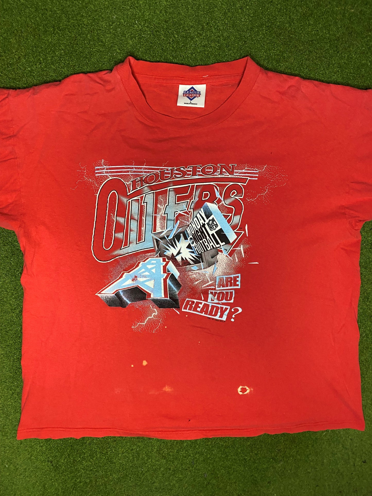 1995 Houston Oilers - Monday Night Football - Vintage NFL T-Shirt (Large) - Gametime Vintage