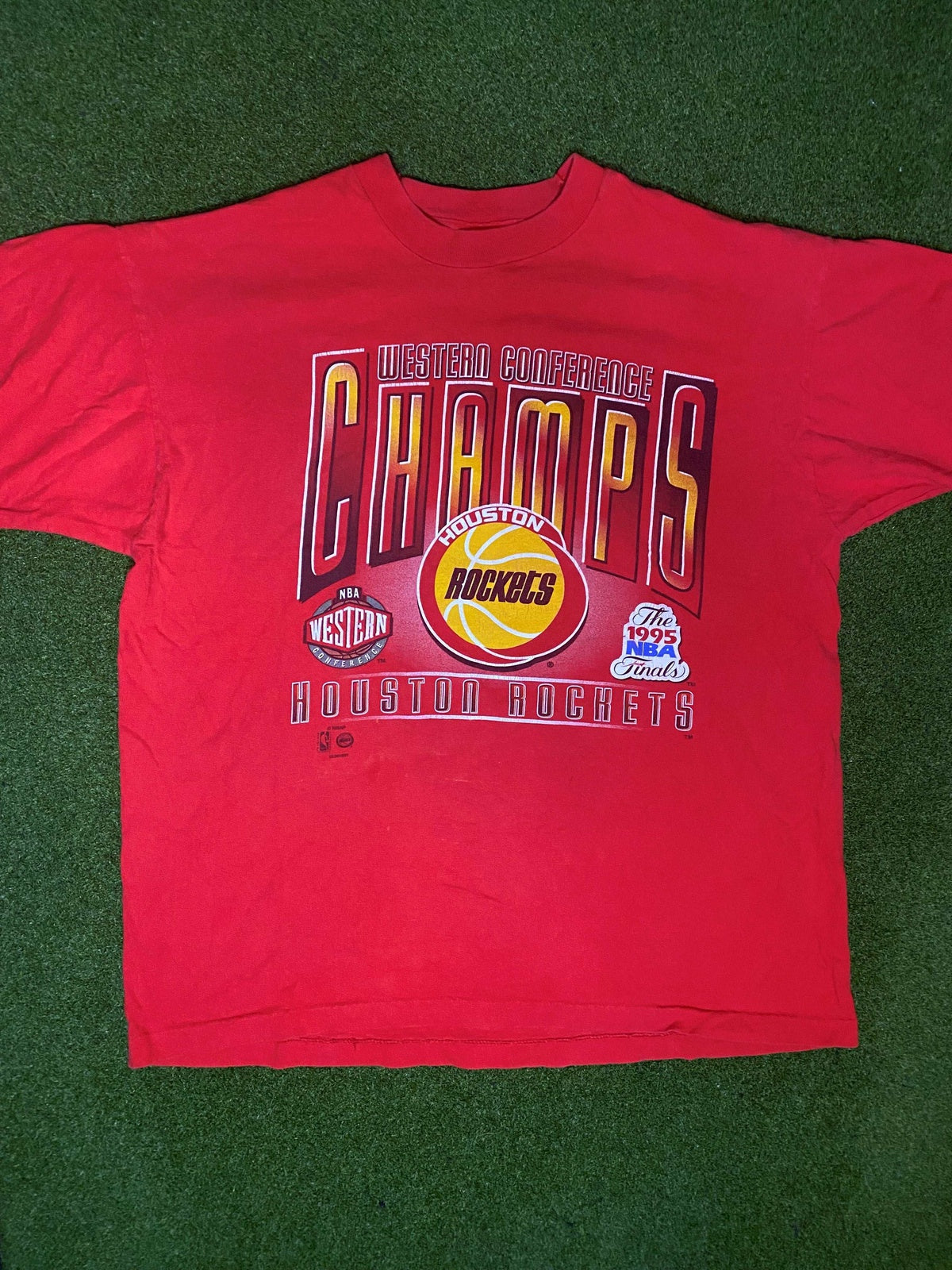 1995 Houston Rockets - West Conf Champs - Vintage NBA Tee Shirt (Large) - Gametime Vintage