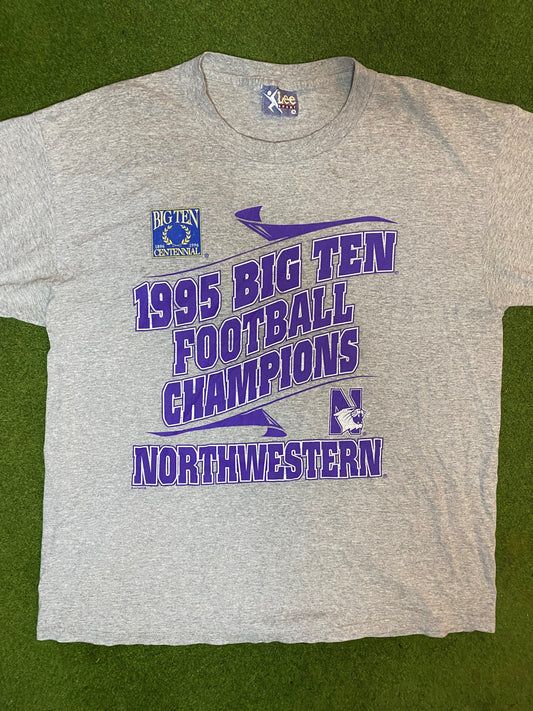 1995 Northwestern Wildcats - Big 10 Champions - Vintage College Football Tee (XL)
