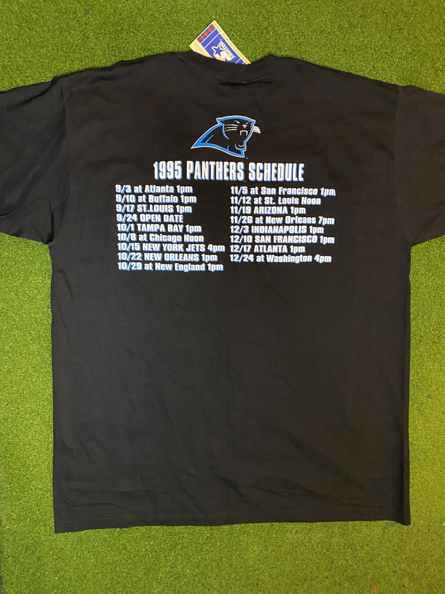 1995 Carolina Panthers - Inaugural Season - NWT - Double Sided Vintage NFL Tee Shirt (XL) - Gametime Vintage
