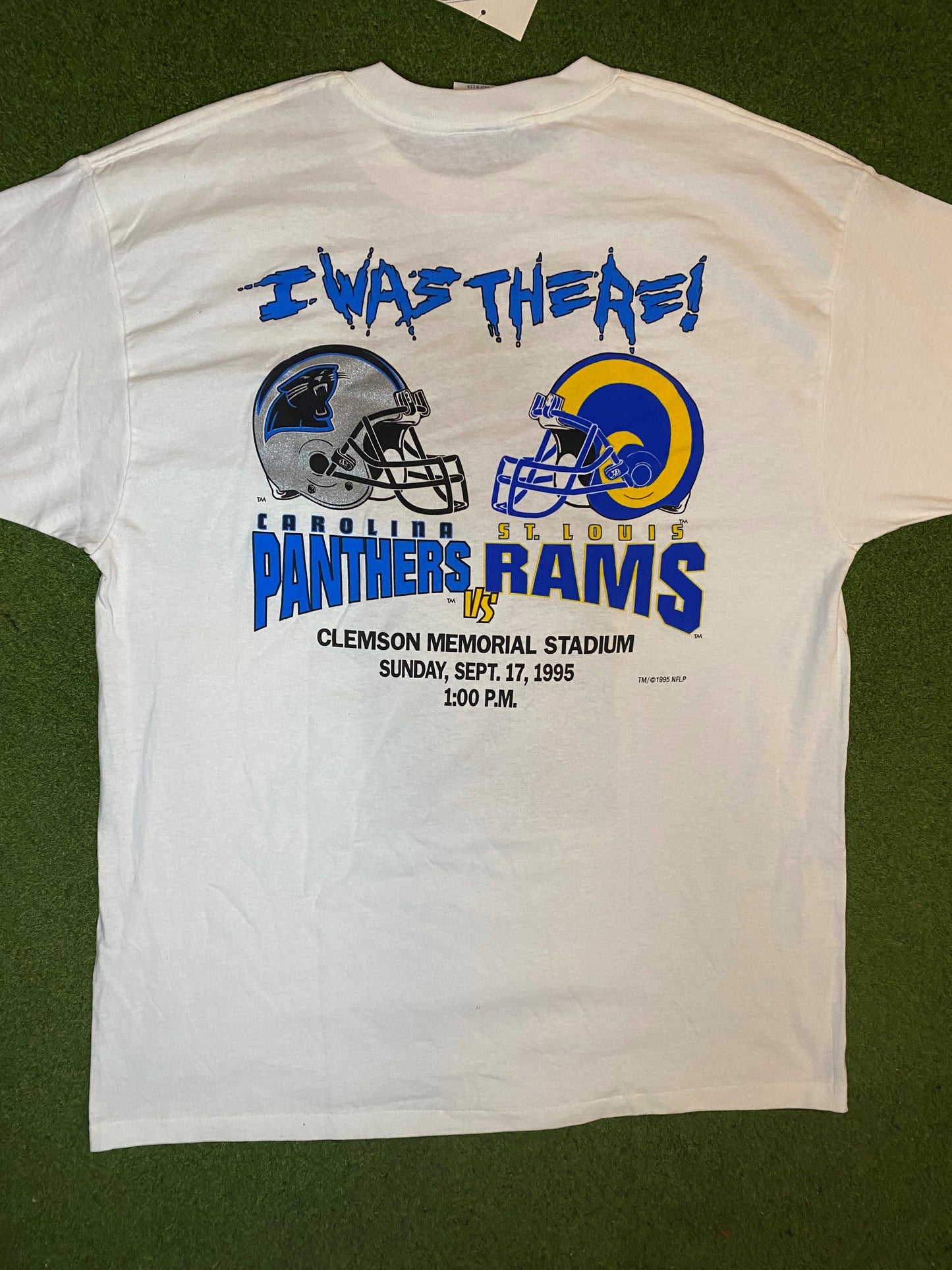 1995 Carolina Panthers - Inaugural Game, I Was There - Double Sided - NWT - Vintage NFL T-Shirt (XL) - Gametime Vintage