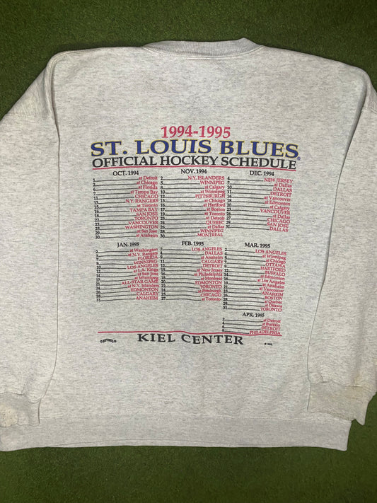 1995 St. Louis Blues - Inaugural Season Kiel Center - Vintage NHL Sweatshirt (XL) - Gametime Vintage