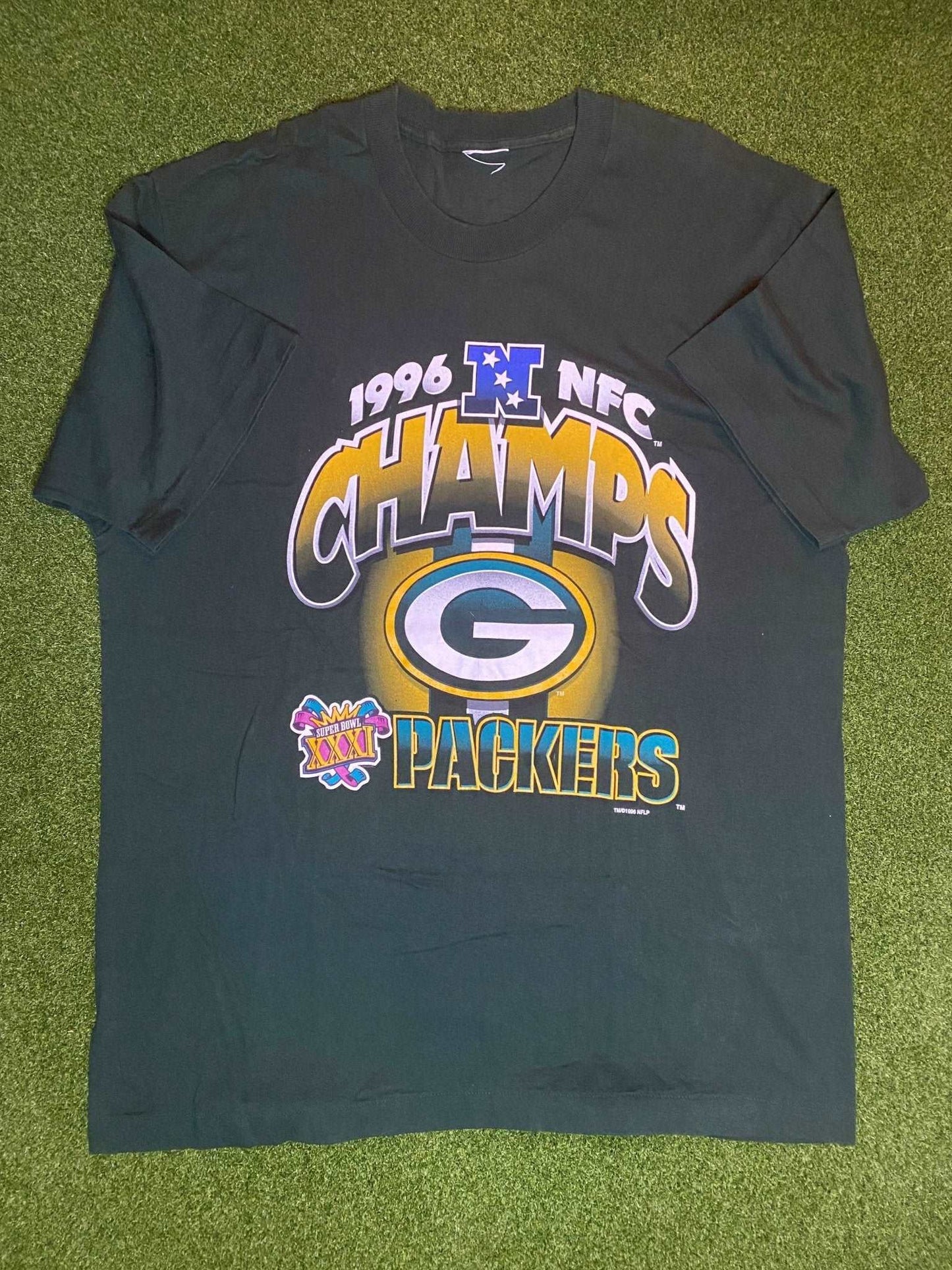1996 Green Bay Packers - NFC Champs - Vintage NFL Tee Shirt (2XL) - Gametime Vintage
