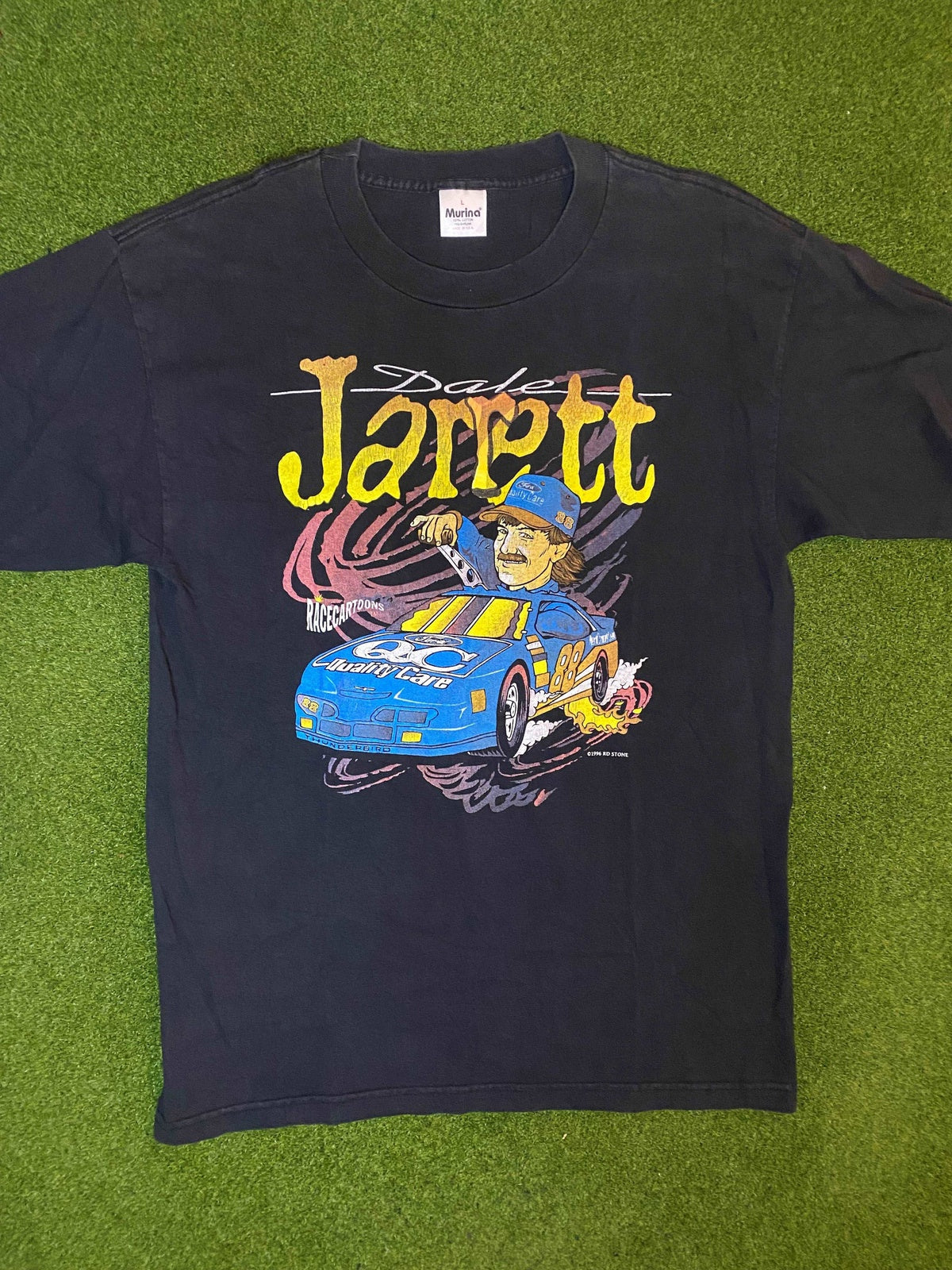 1996 Dale Jarrett - Vintage NASCAR Tee Shirt (Large) - Gametime Vintage