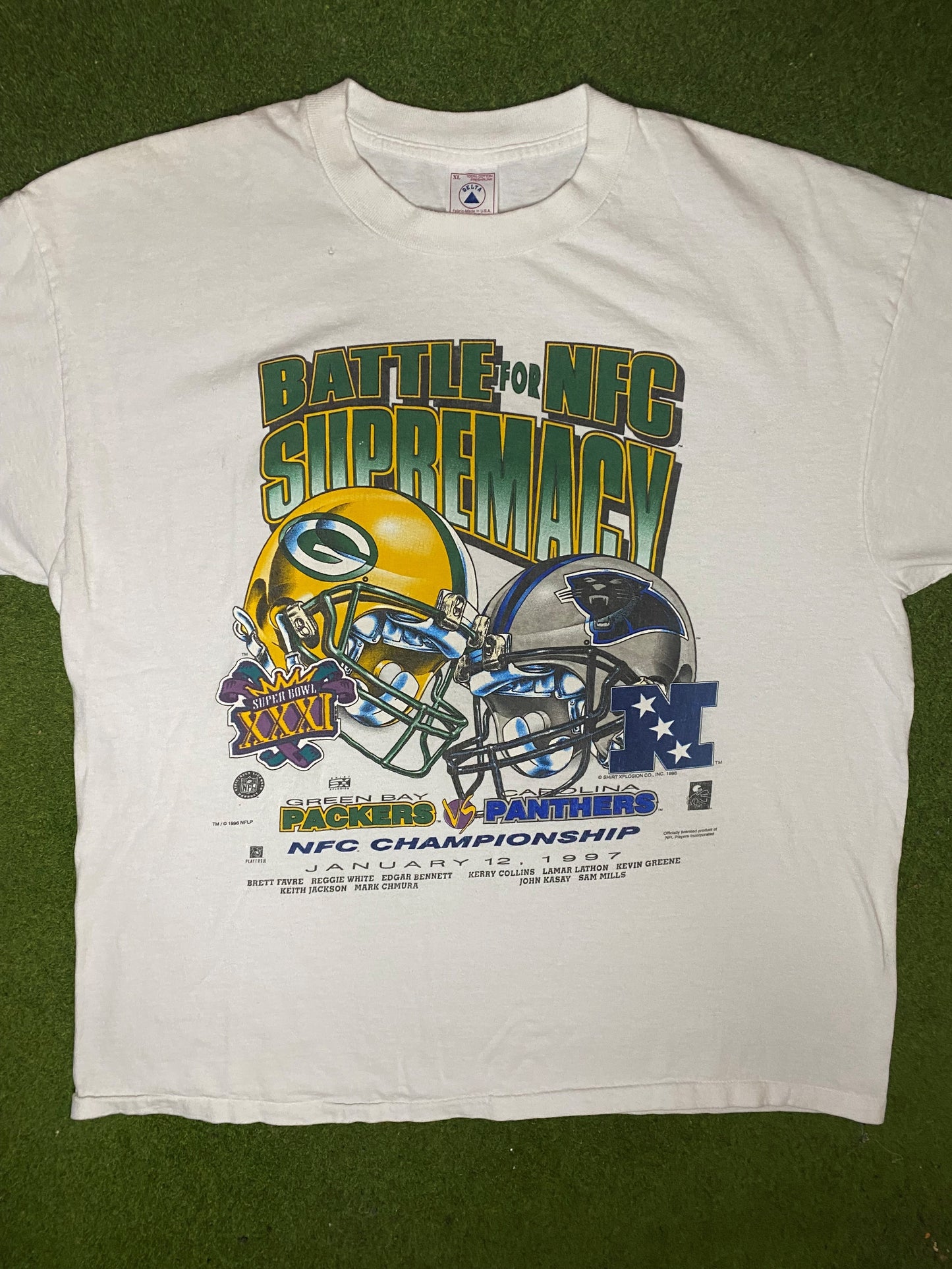 1996 NFC Championship - Panthers Vs. Packers - Vintage NFL T-Shirt (XL) - Gametime Vintage
