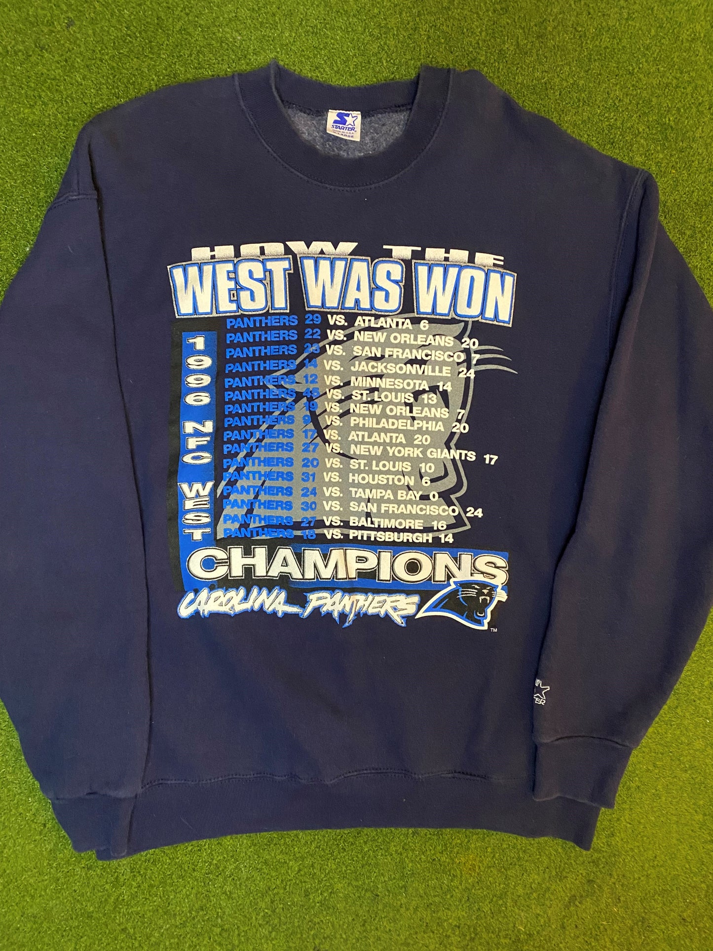 1996 Carolina Panthers - How the West was won - Vintage NFL Sweatshirt (XL) - Gametime Vintage