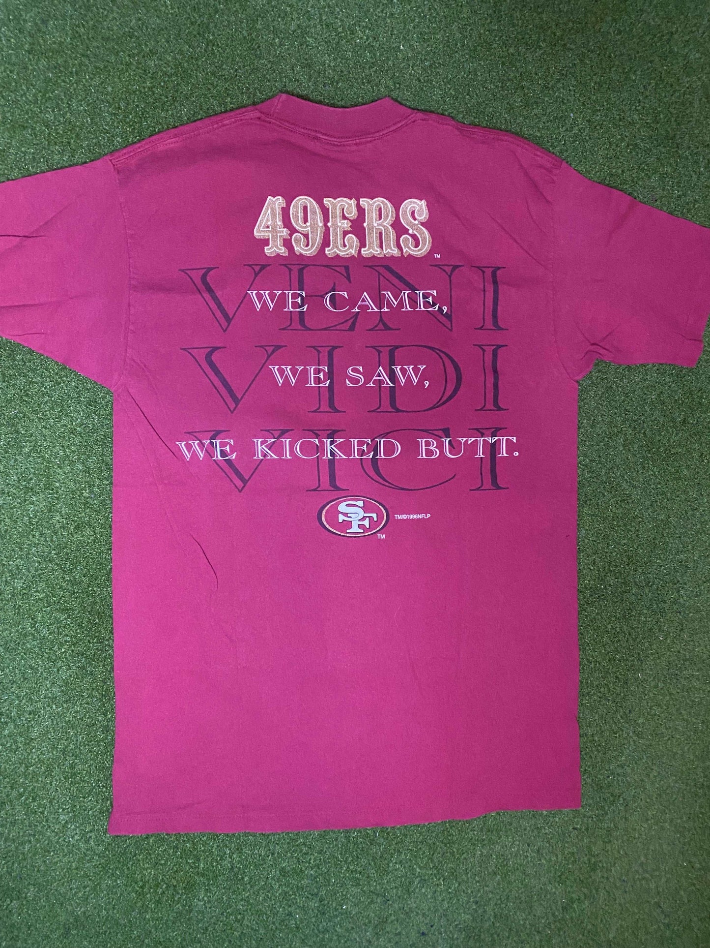 1996 San Francisco - Absolute Victory - Double Sided - Vintage NFL Tee Shirt (Large) - Gametime Vintage