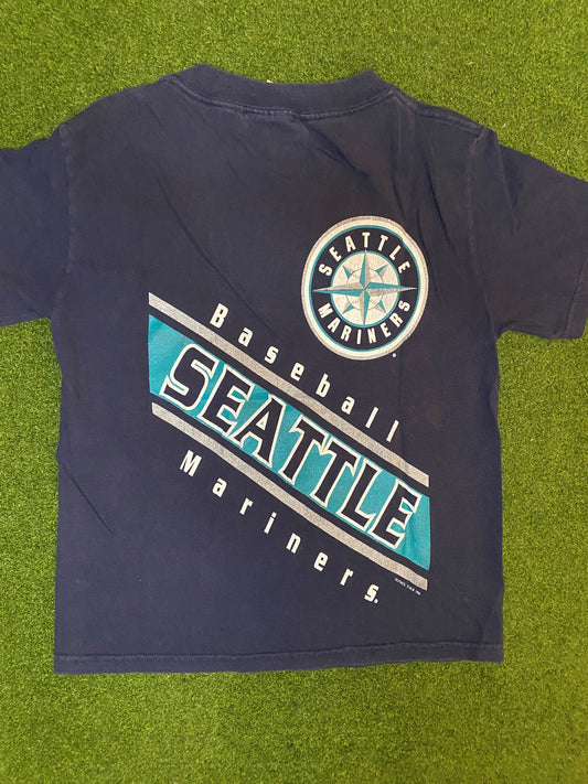 1996 Seattle Mariners - Double Sided - Vintage MLB T-Shirt (Small) - Gametime Vintage