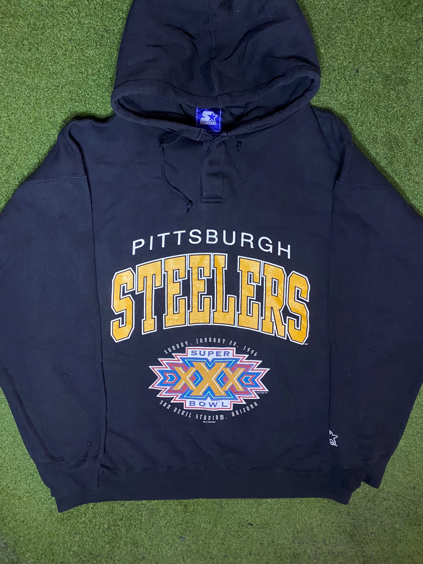 1996 Pittsburgh Steelers - Super Bowl XXX - Vintage NFL Hoodie (XL) - Gametime Vintage