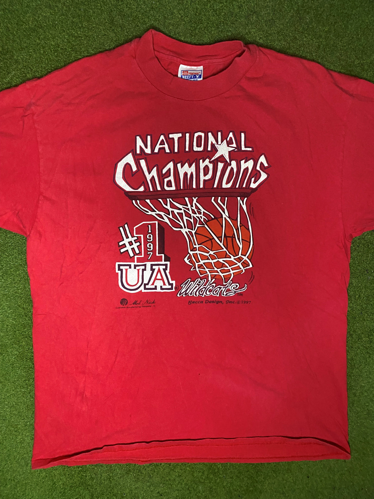 1997 Arizona Wildcats - National Champions - Vintage College T Shirt (XL) - Gametime Vintage
