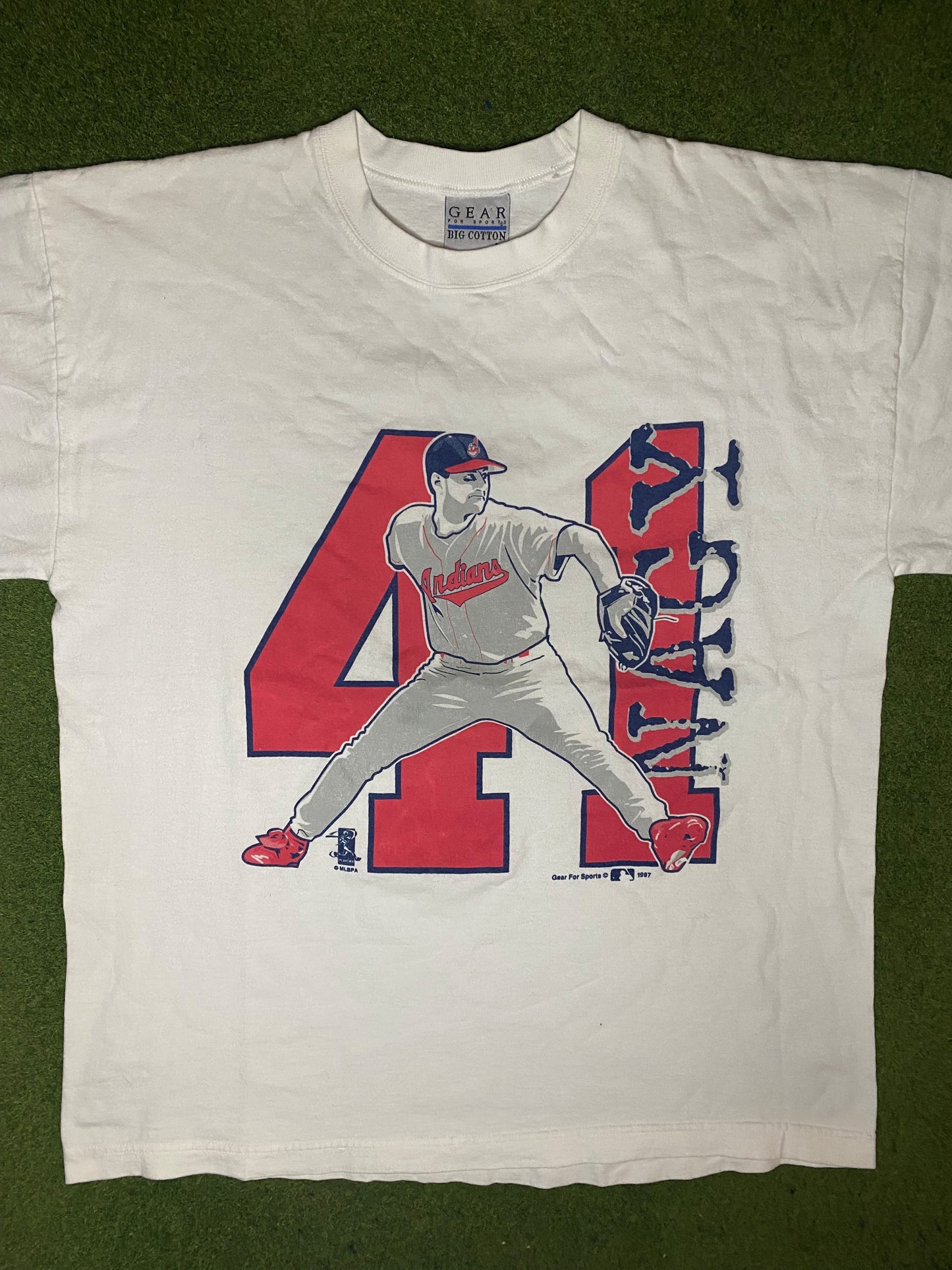 1997 Cleveland Indians - Charles Nagy - Camiseta Vintage de Jugador de la MLB (Talla Grande)