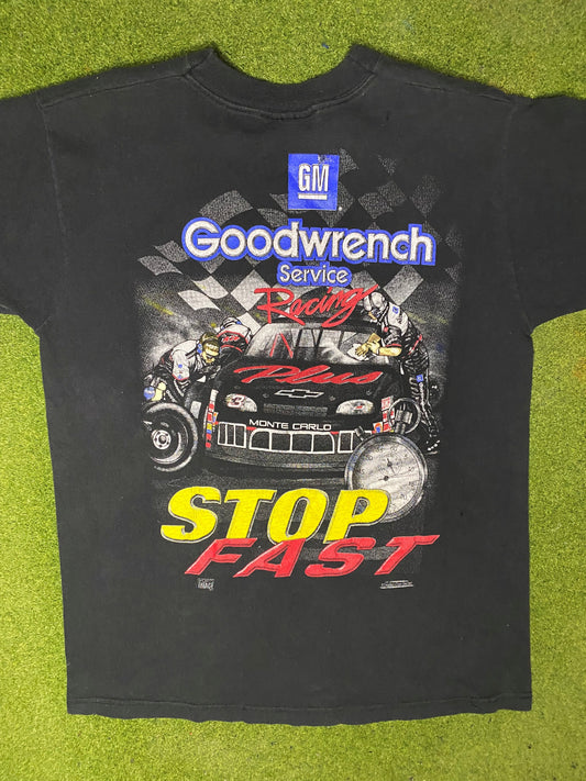 1997 Dale Earnhardt - Run Hard, Stop Fast - Vintage NASCAR T Shirt (Medium) - Gametime Vintage
