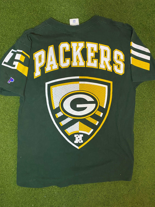 1997 Green Bay Packers - Double Sided - Vintage NFL T-Shirt (Large) - Gametime Vintage