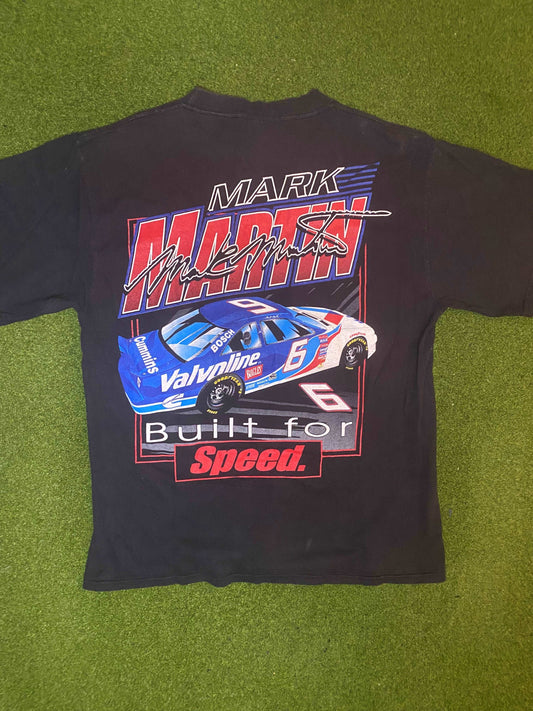 1997 Mark Martin - Valvoline - Double Sided - Vintage NASCAR Tee shirt (Large) - Gametime Vintage