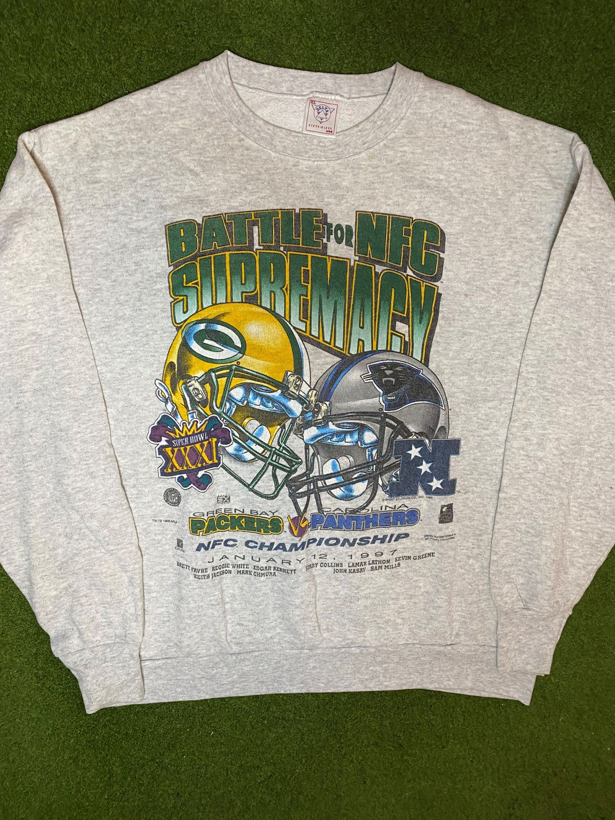1997 NFC Championship - Panthers vs Packers - Vintage NFL Sweatshirt (XL) - Gametime Vintage