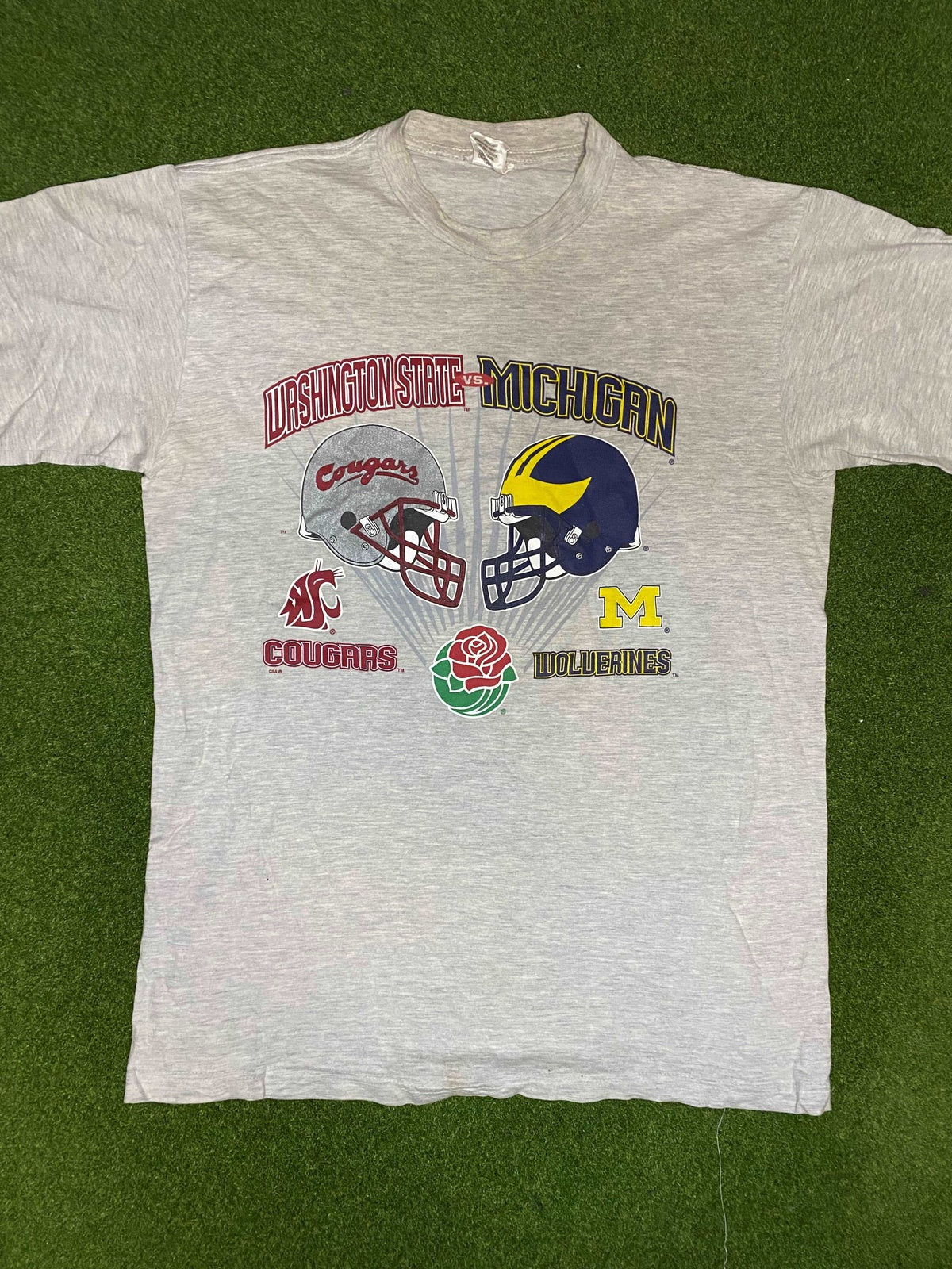 1998 Rose Bowl - Michigan Wolverines vs. Washington State Cougars - Vintage College Football Tee Shirt (Large) - Gametime Vintage