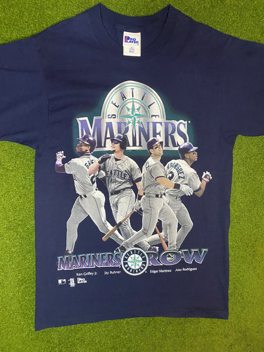 1997 Seattle Mariners - Ft. Kenn Griffey Jr and Alex Rodriguez - Vintage MLB Player T-Shirt (Medium)