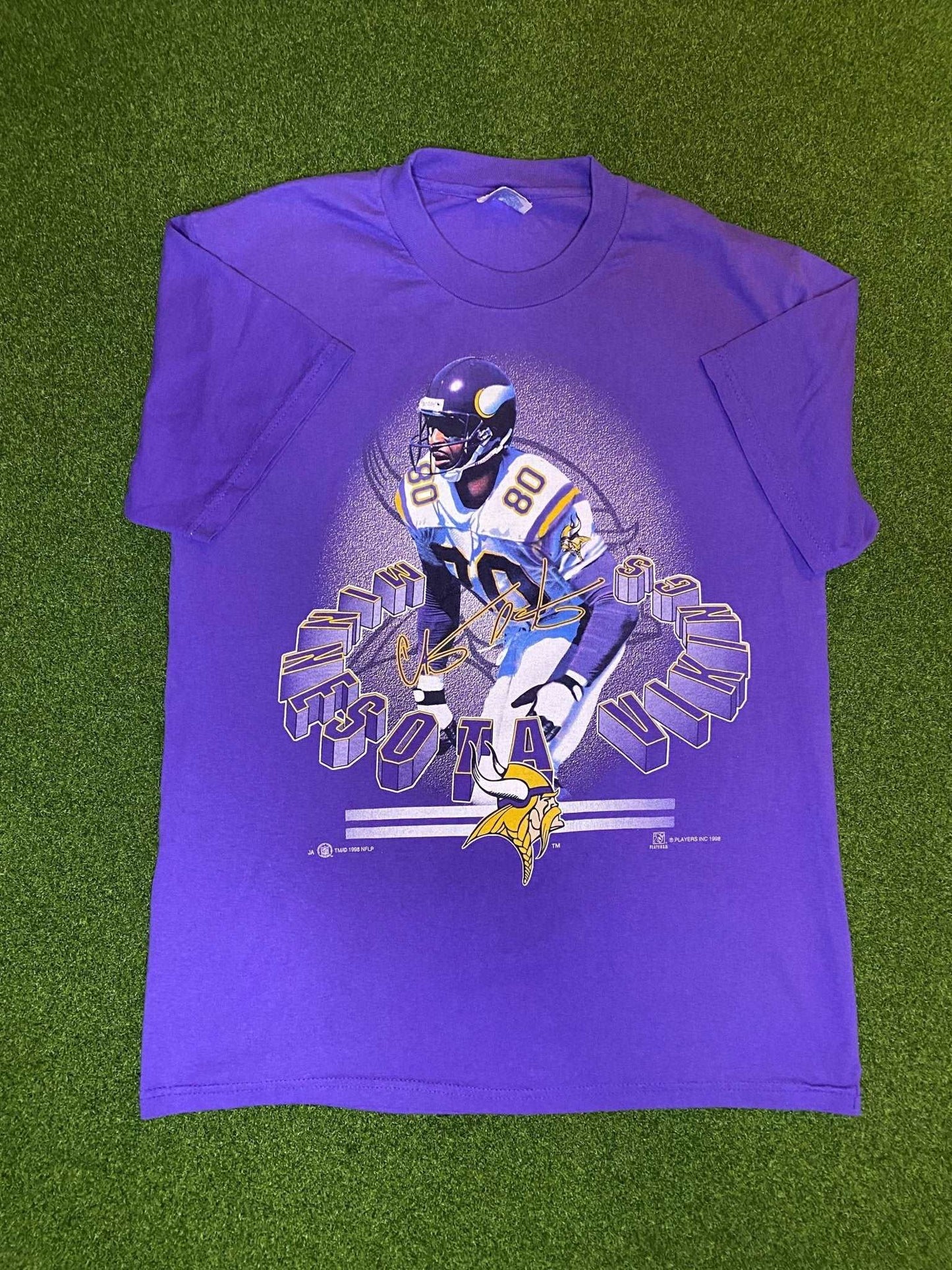 1998 Minnesota Vikings - Chris Carter - Vintage NFL Player Tee Shirt (Medium) - Gametime Vintage