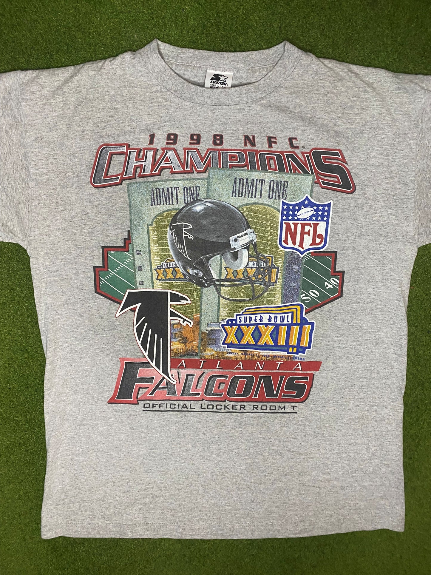 1998 Atlanta Falcons - NFC Champions - Vintage NFL T-Shirt (Medium) - Gametime Vintage