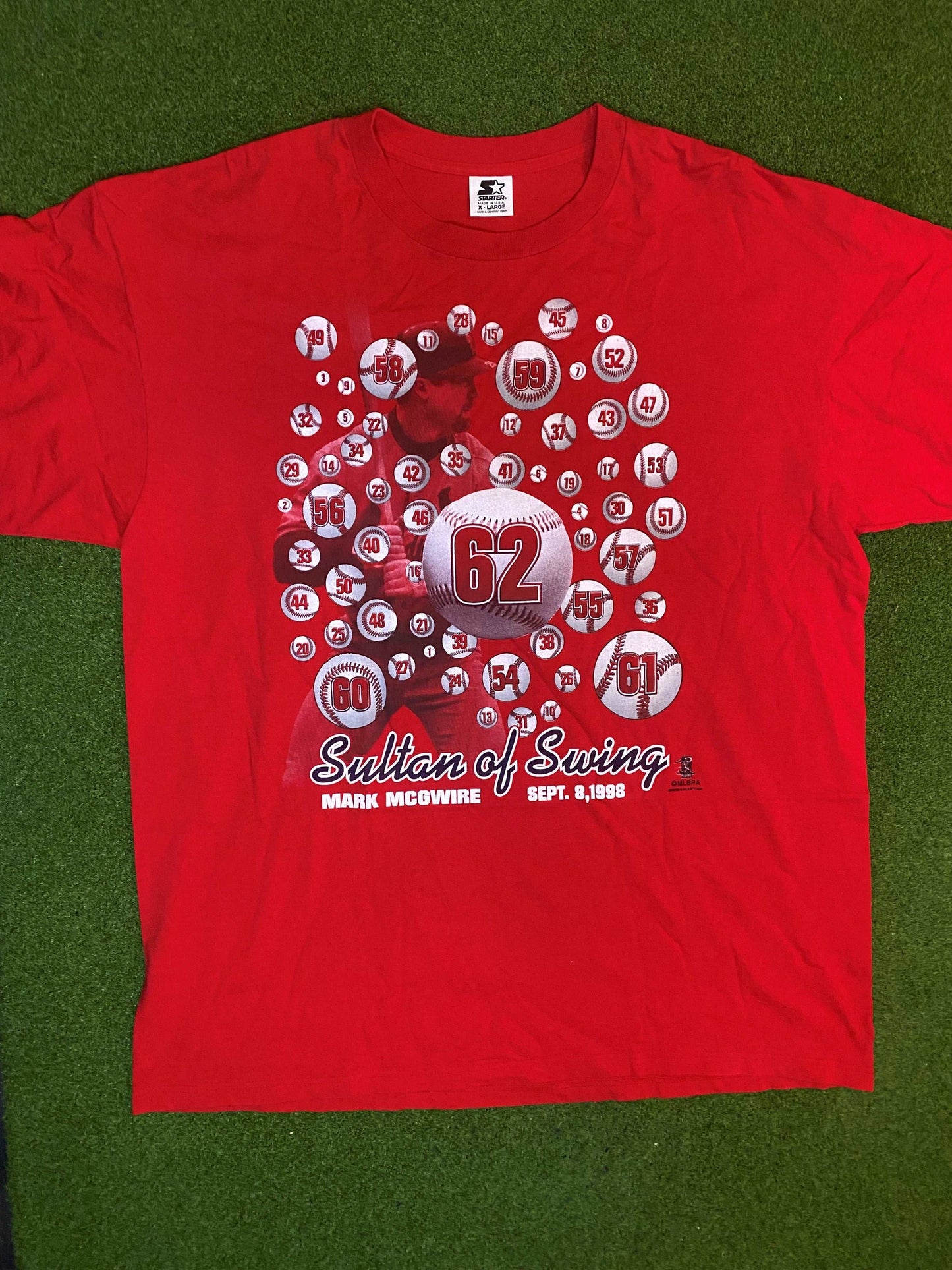 1998 Mark Mcgwire - Sultan of Swing - Vintage MLB Player Tee Shirt (XL) - Gametime Vintage