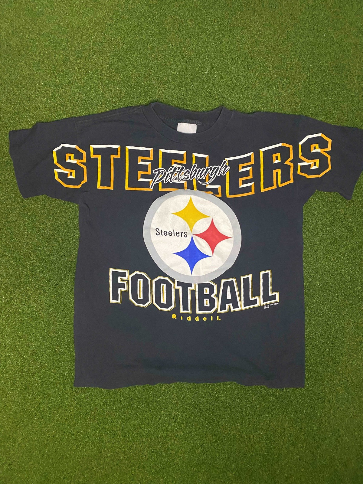 1998 Pittsburgh Steelers - Print All Over - Vintage NFL Tee Shirt (Youth XL) - Gametime Vintage