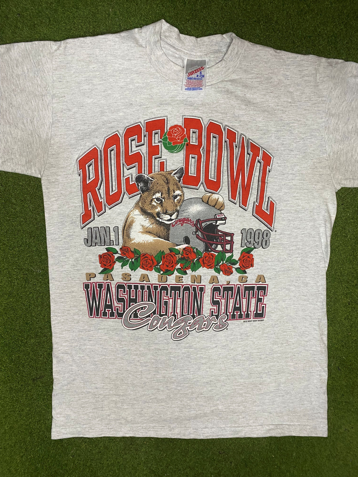 1998 Washington State Cougars - Rose Bowl - Vintage College T-Shirt (Small) - Gametime Vintage
