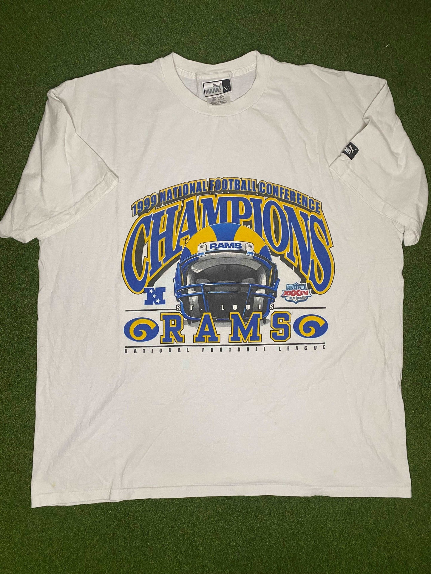 1999 St. Louis Rams - NFC Champs - Vintage NFL Tee Shirt (XL) - Gametime Vintage