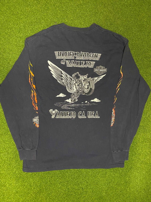 1999 Harley Davidson - Vallejo, CA - Vintage Harley Davidson Long Sleeve (Large) - Gametime Vintage