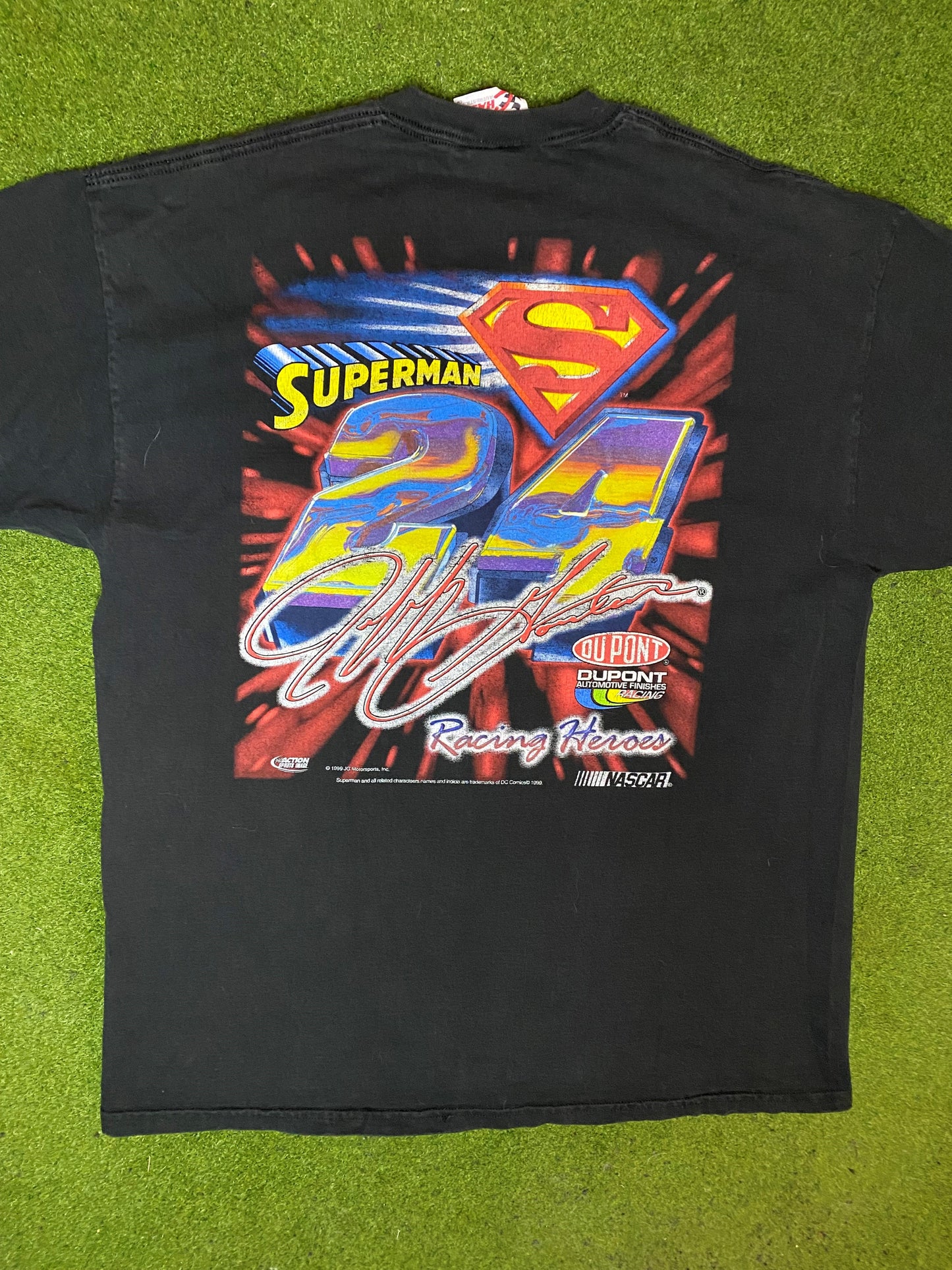 1999 Jeff Gordon - Super Man - Vintage NASCAR T-Shirt (Large) - Gametime Vintage