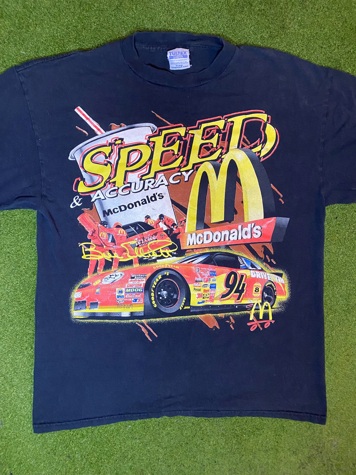 1999 Bill Elliott - McDonalds - Double Sided - Vintage NASCAR T-Shirt (XL) - Gametime Vintage