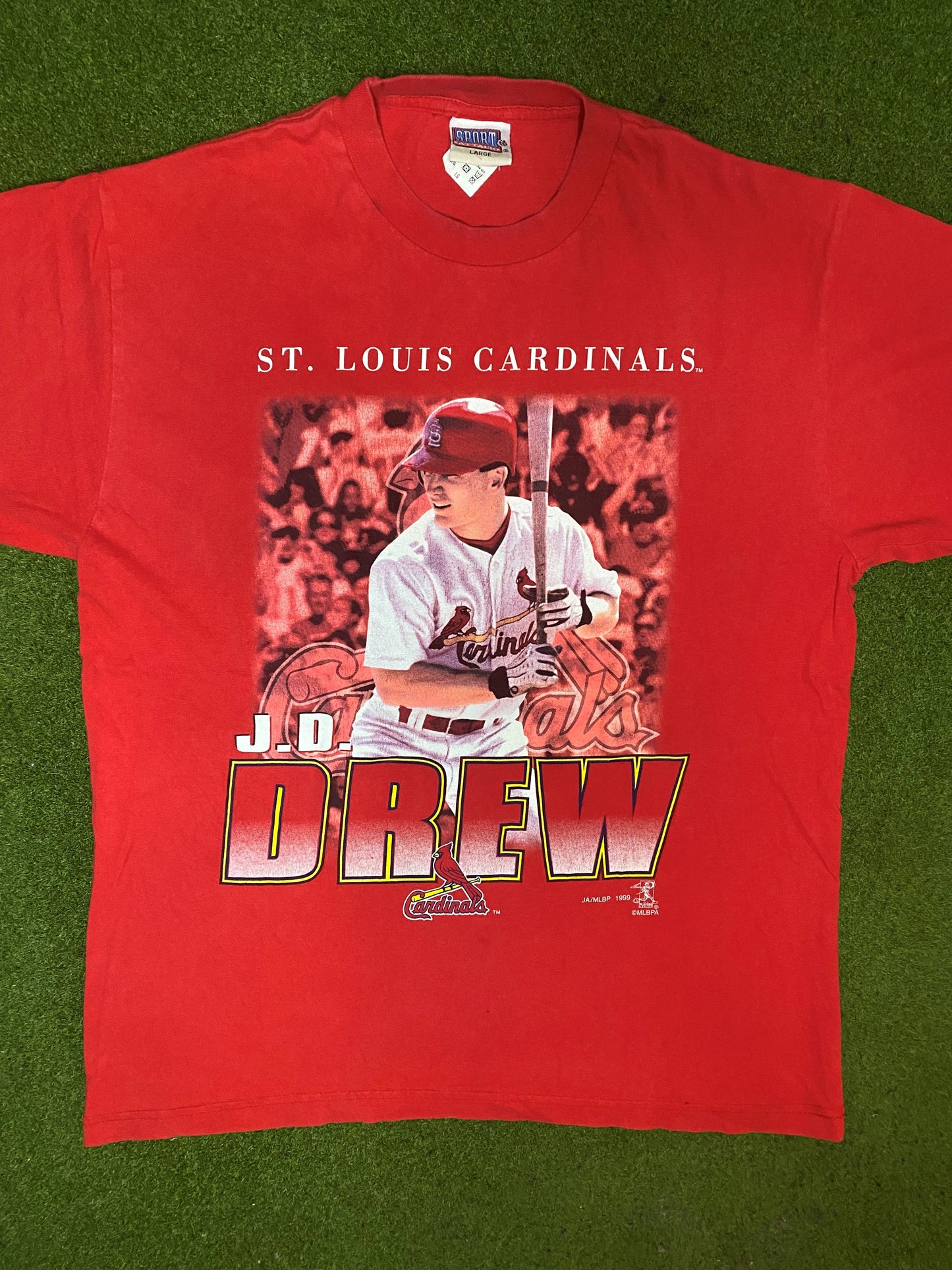 1999 St. Louis Cardinals - JD Drew - Vintage MLB Player T-Shirt (Large) - Gametime Vintage