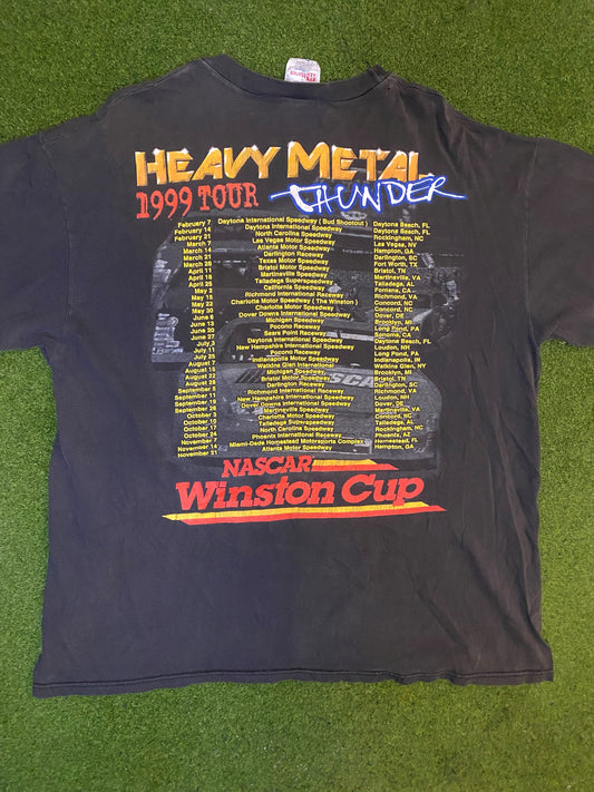 1999 Winston Cup - Heavy Metal Thunder - Double Sided - Vintage NASCAR T-Shirt (XL) - Gametime Vintage