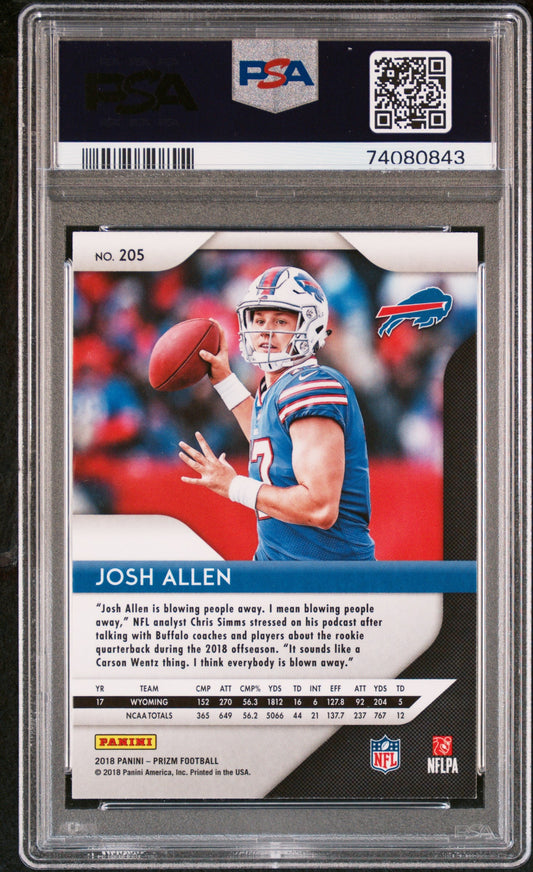 Graded 2018 Panini Prizm Josh Allen #205 Rookie RC Football Card PSA 10 Gem Mint