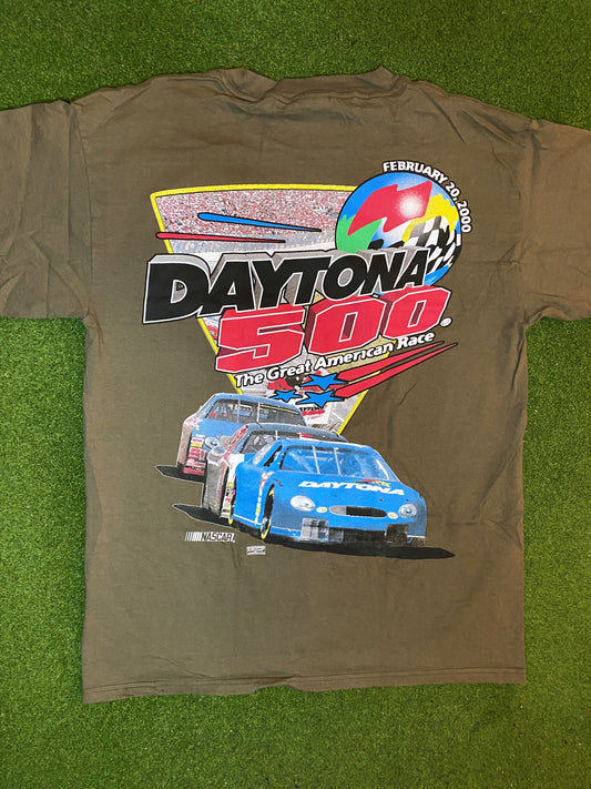 2000 Daytona 500 - Double Sided - Vintage NASCAR T-Shirt (Large) - Gametime Vintage