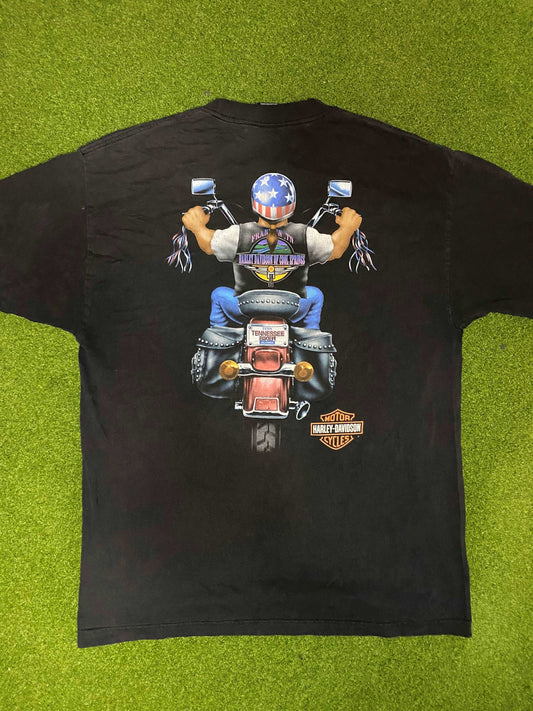 2000 Harley Davidson - Franklin, Tennessee - Vintage Harley Davidson Tee Shirt (XL) - Gametime Vintage