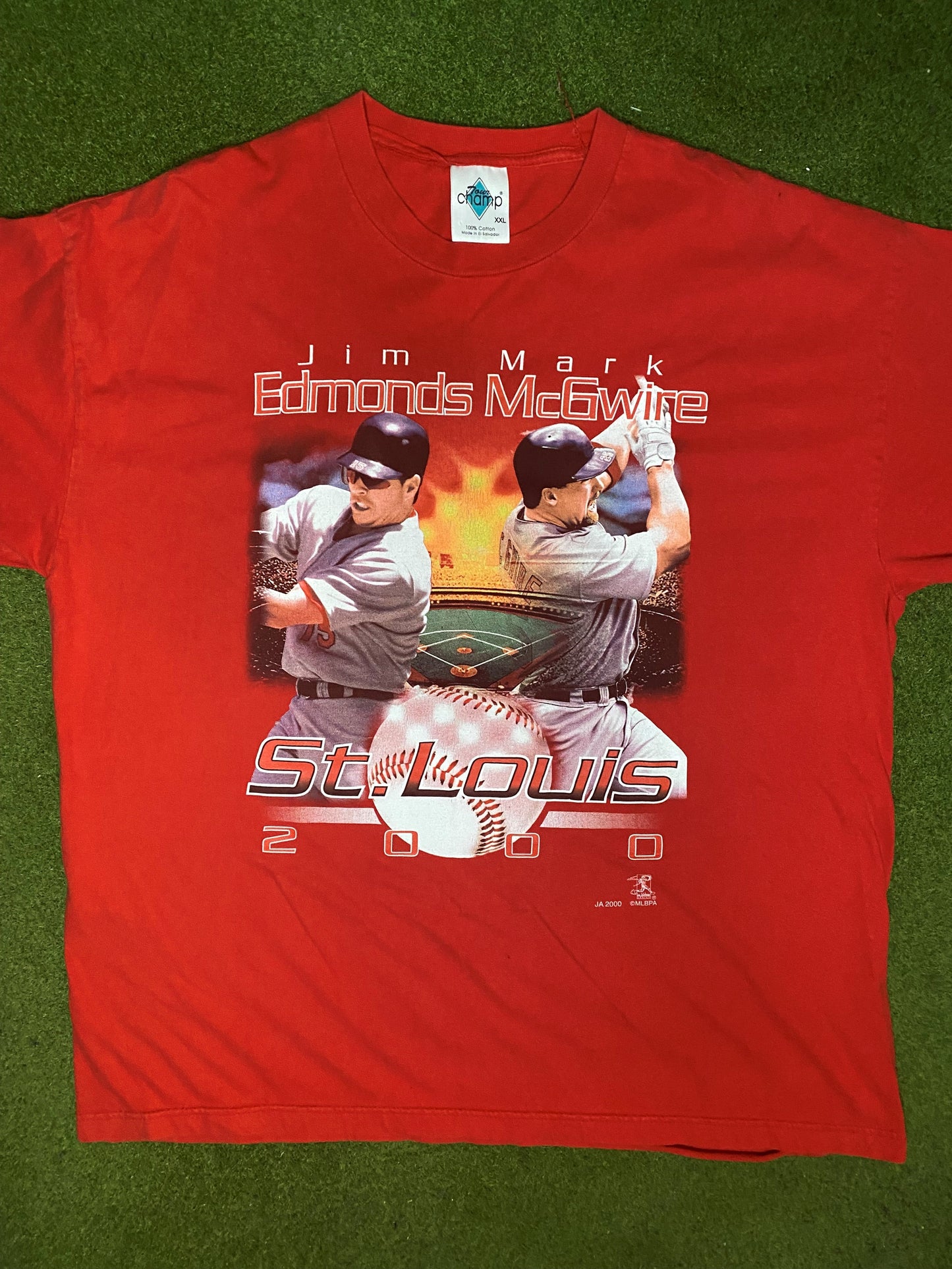 2000 St. Louis Cardinals - Edmonds and McGwire - Vintage MLB Player Tee (2XL) - Gametime Vintage