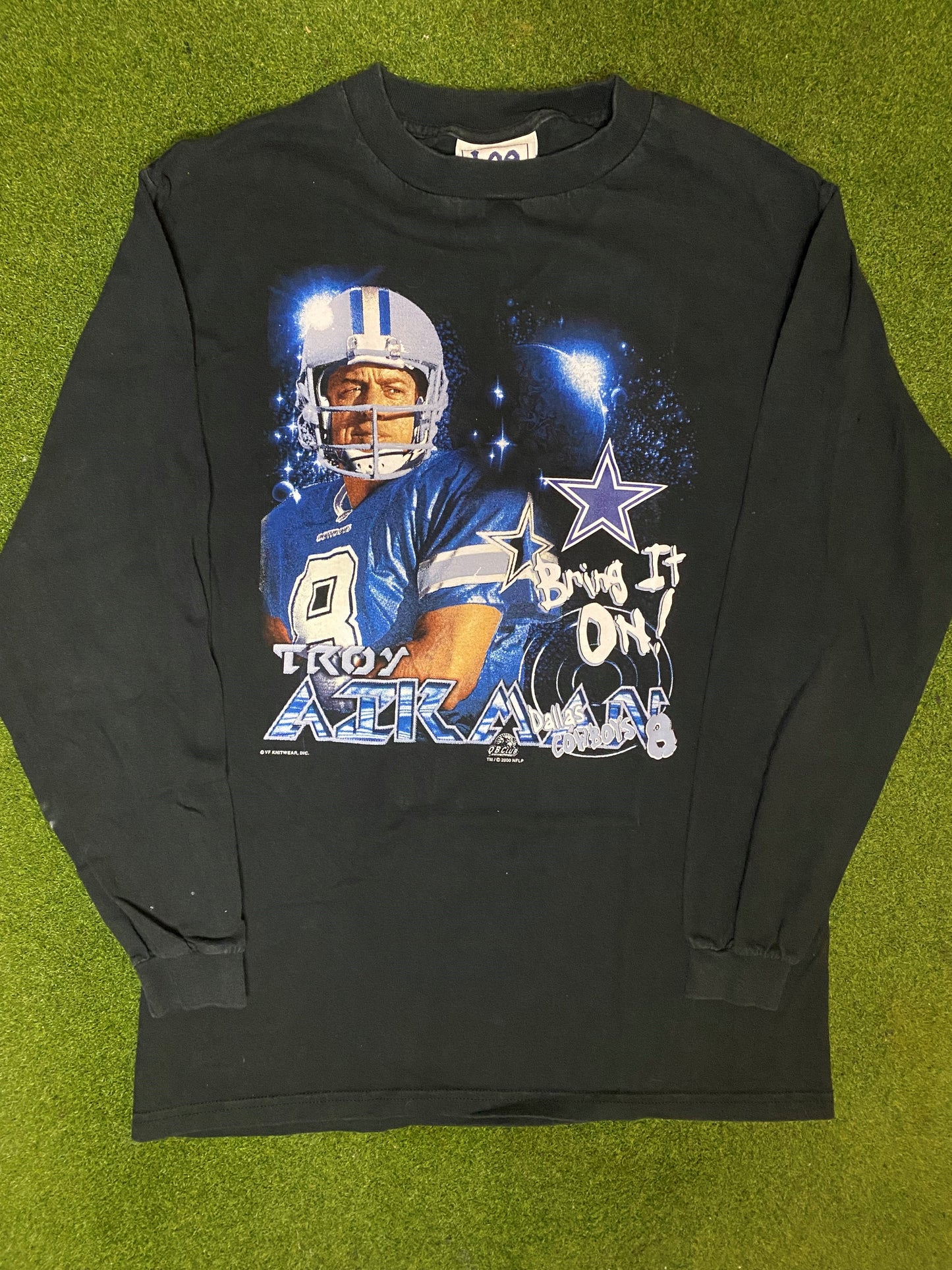 2000 Dallas Cowboys - Troy Aikman - Vintage NFL Player Long Sleeve (Youth XL) - Gametime Vintage