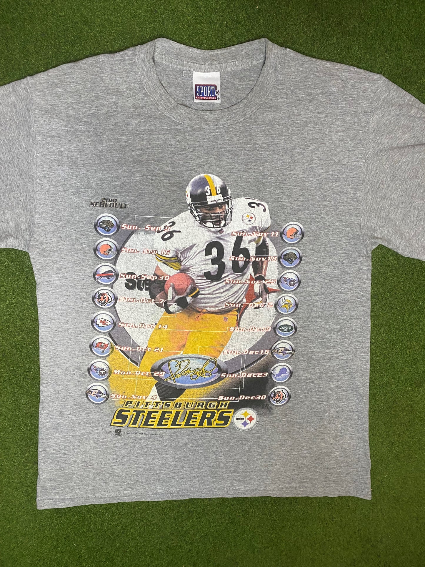 2001 Pittsburgh Steelers - Jerome Bettis - Vintage NFL Player T-Shirt (Large) - Gametime Vintage