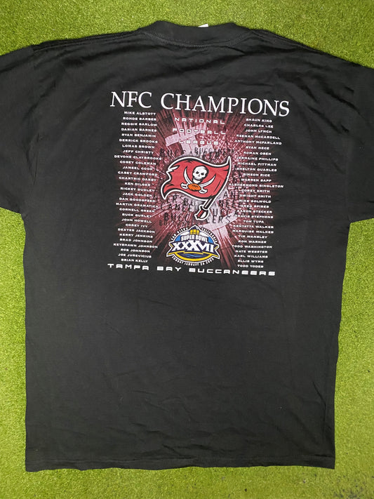2002 Tampa Bay Buccaneers - NFC Champs - Vintage NFL T Shirt (XL) - Gametime Vintage