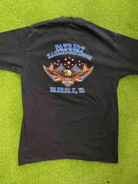 2002 Harley Davidson - Fairfax, VA - Double Sided - Vintage Harley Davidson Tee Shirt (Large) - Gametime Vintage