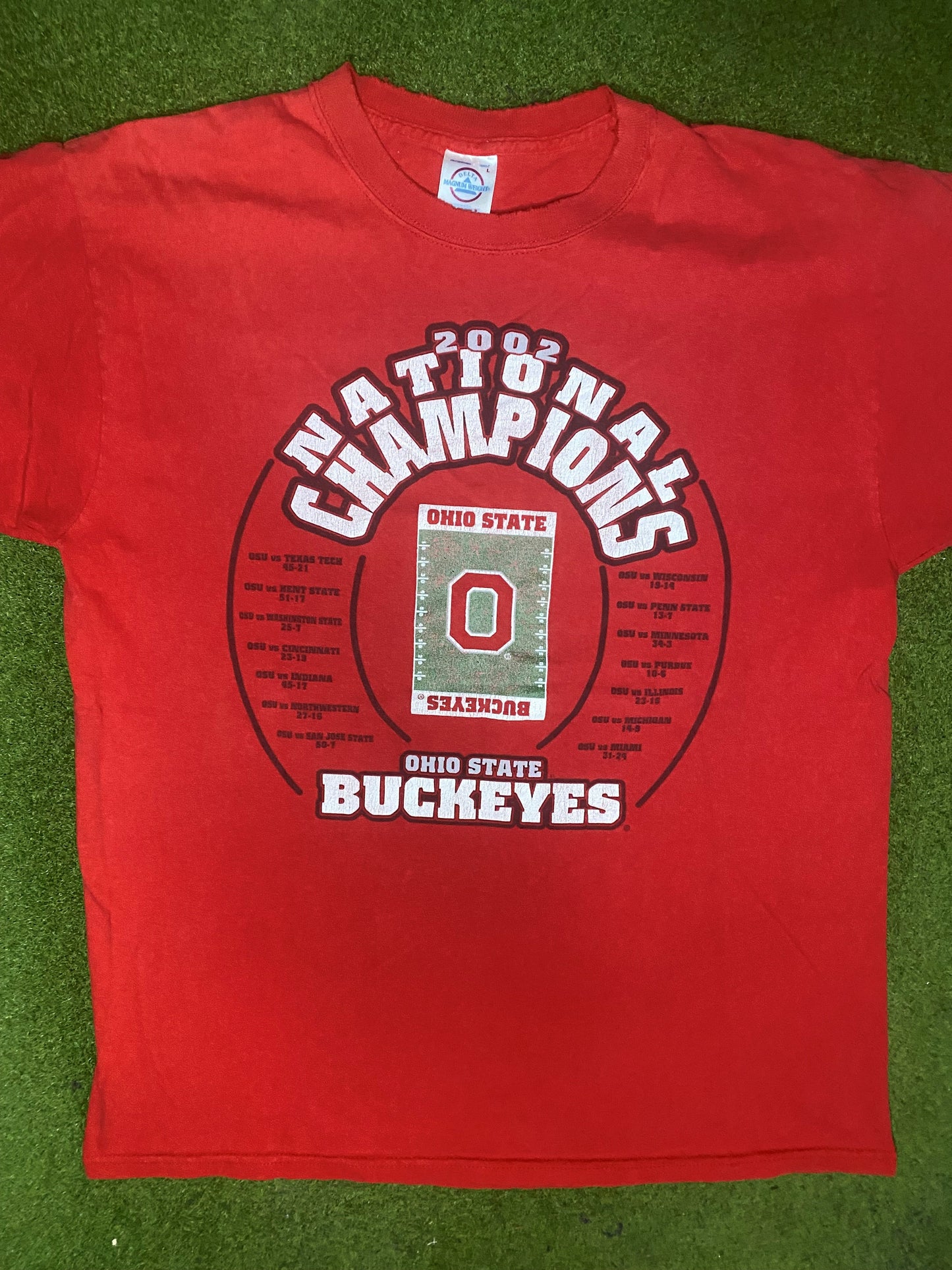 2002 Ohio State Buckeyes - National Champions - Vintage College T-Shirt (Large) - Gametime Vintage