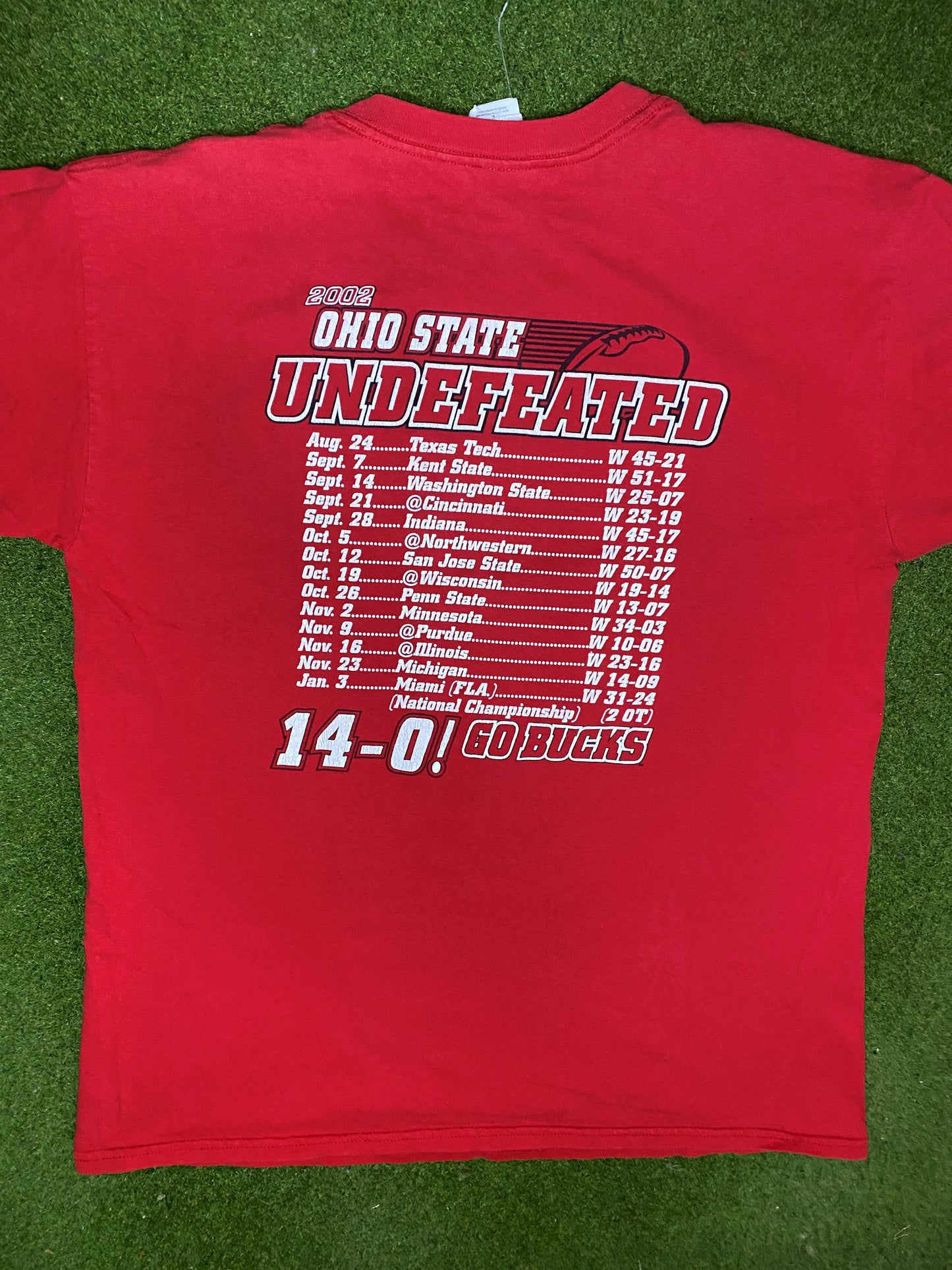2002 Ohio State Buckeyes - National Champions - Vintage College T-Shirt (Large) - Gametime Vintage