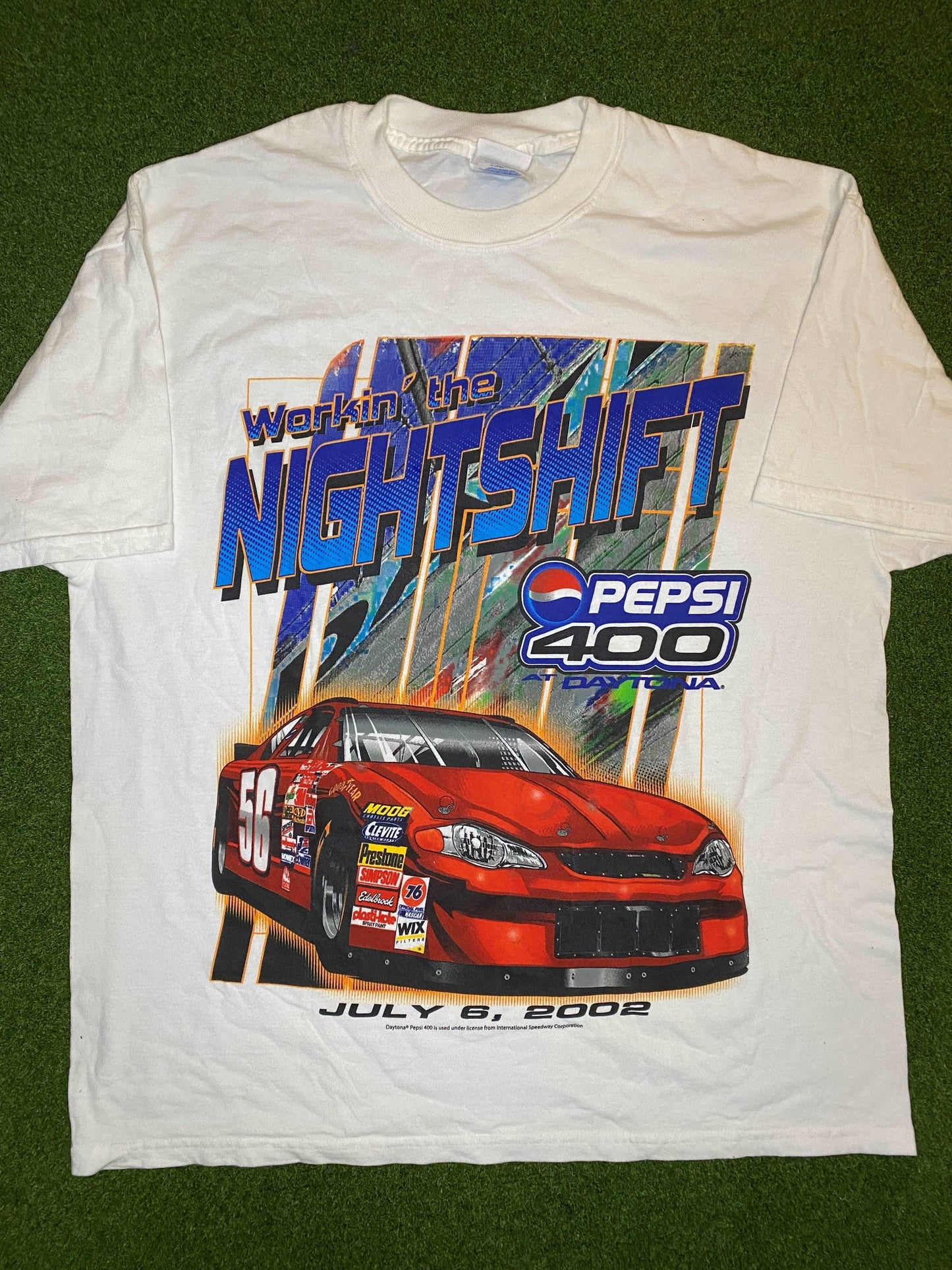 2002 Pepsi 400 - Workin' the Nighshift - Vintage NASCAR Tee Shirt (XL) - Gametime Vintage