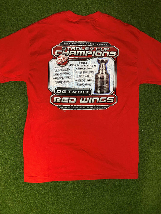 2002 Detroit Red Wings - Stanley Cup Champions - Double Sided - Vintage NHL Tee Shirt (Large) - Gametime Vintage