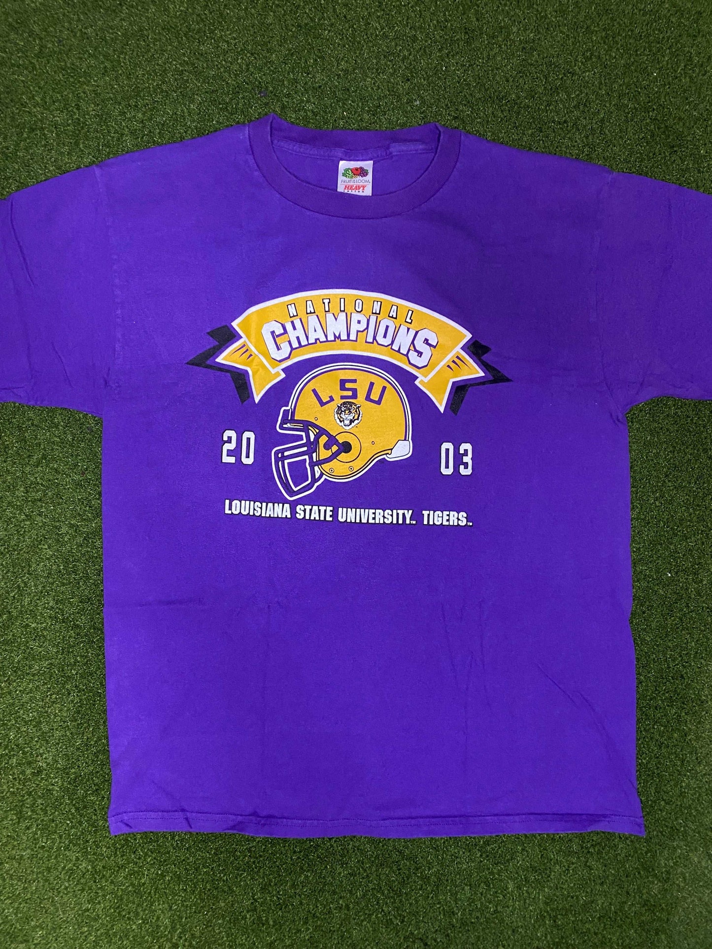 2003 LSU Tigers - National Champions - Vintage College Tee Shirt (Large) - Gametime Vintage