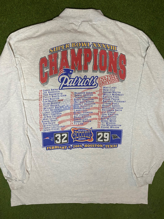 2004 New England Patriots - Super Bowl XXXVIII - Vintage NFL Long Sleeve (2XL) - Gametime Vintage